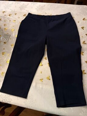 Susan Graver Navy Pull-On Capri Pants
